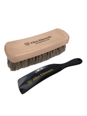 Allen Edmonds Horse Hair Shoe Shine / Polish Brush & Marbleized Shoe Horn Set